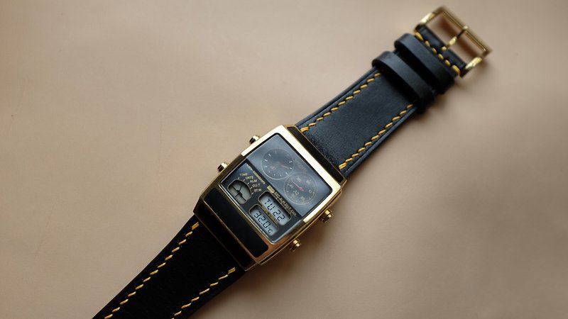 手工表带 / 皮革表带 专用表带 经典款式 watch strap 定制化表带 - 表带 - 真皮 黄色