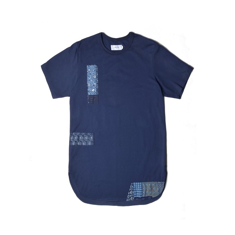 oqLiq - Project 05 - Boro capsule - 长版T-shirt (蓝) - 男装上衣/T 恤 - 棉．麻 蓝色