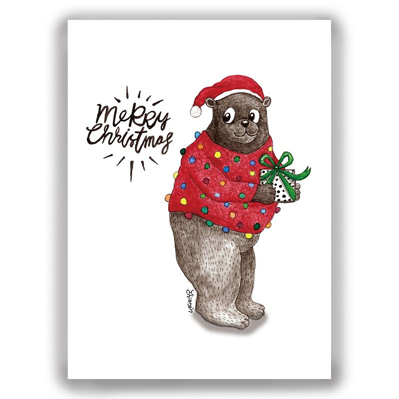 圣诞节-手绘插画万用卡圣诞卡/明信片/卡片/插画卡--圣诞熊 - 卡片/明信片 - 纸 
