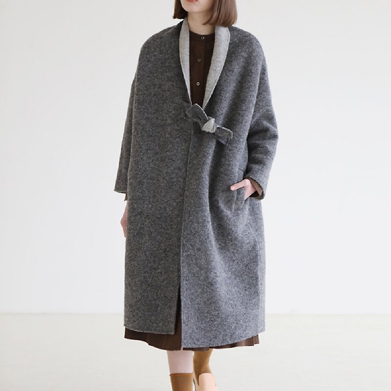 KOOW  Yonina 意大利特殊工艺羊毛双面呢大衣 别致系带和风袍子 - 女装西装外套/风衣 - 羊毛 