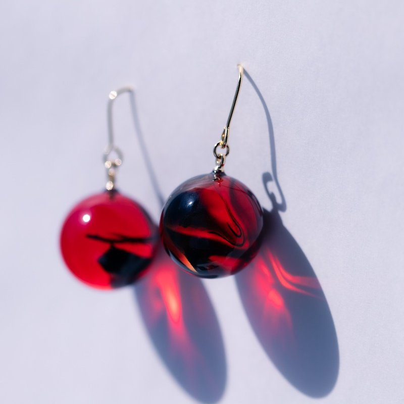 ORBピアス/イヤリング -Red Amber- - 耳环/耳夹 - 压克力 红色