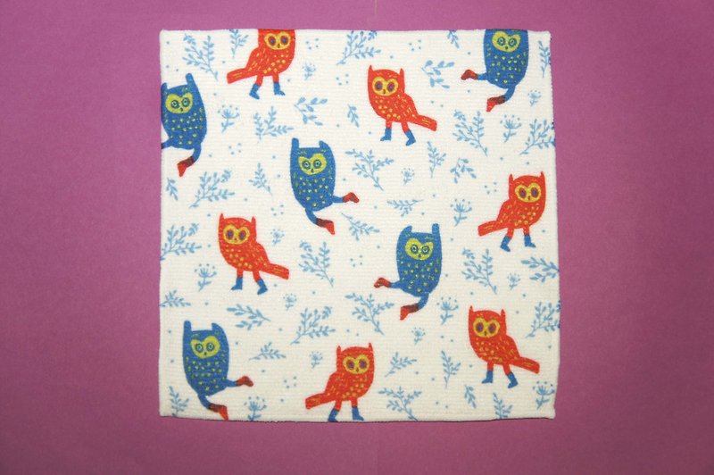 毛巾方巾系列 红蓝猫头鹰款 - 毛巾浴巾 - 其他人造纤维 多色