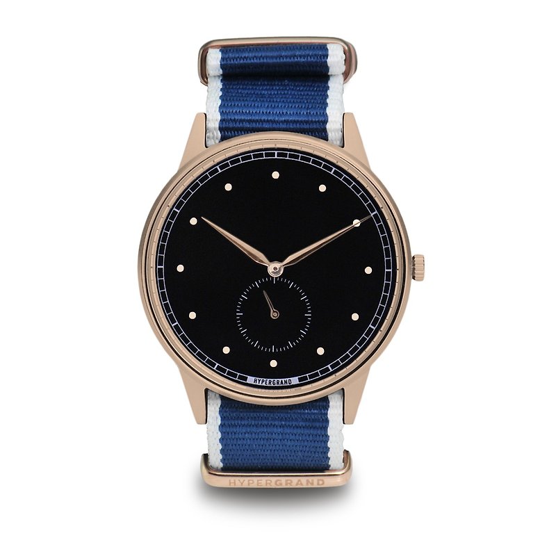 HYPERGRAND - 小秒针系列 - 玫瑰金黑表盘蓝斜纹 手表 - 男表/中性表 - 其他材质 蓝色