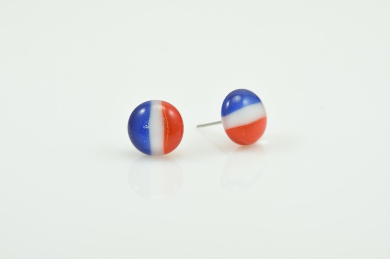 国旗耳环系列-法国 - 耳环/耳夹 - 玻璃 多色