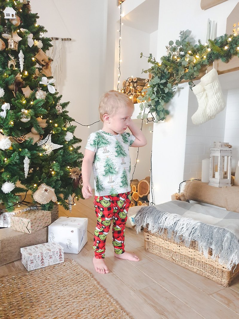 圣诞树男婴女婴 T 恤，节日婴儿服装，圣诞婴儿礼物 - 童装上衣 - 棉．麻 多色
