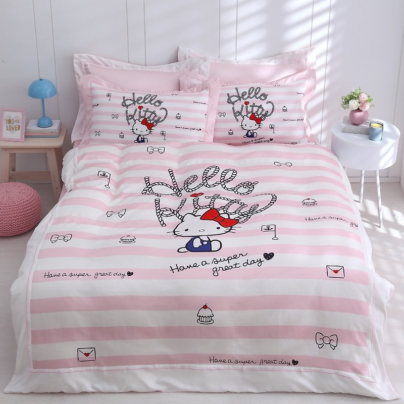 Hello Kitty-莱赛尔天丝-床包被套组- 海洋甜心-粉-大图-正版授权 - 寝具 - 丝．绢 