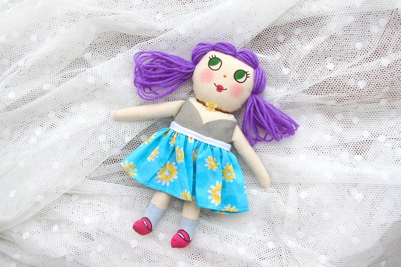 兔咪原创手绘娃娃 紫发款 配手制可穿脱小半裙 - 其他 - 棉．麻 