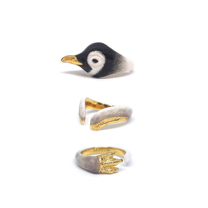 3-Piece Baby Penguin Rings. - 戒指 - 其他金属 灰色