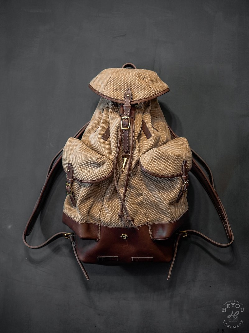 Army Style Backpack 军用后背包 刺子布料款 - 后背包/双肩包 - 其他材质 咖啡色