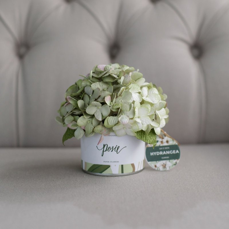 GS101 : Aromatic Gift Box, Small - Size, White Cream Hydrangea - 香薰/精油/线香 - 纸 绿色