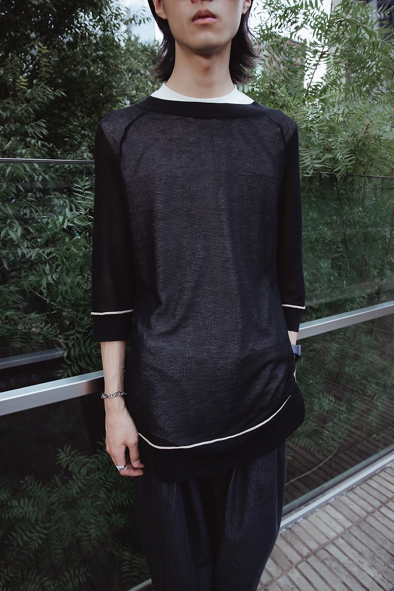 半透质针织衫 Mesh Knitwear - 男装针织衫/毛衣 - 棉．麻 黑色