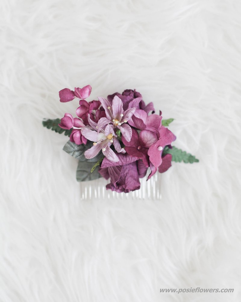 Sweet Purple - Paper Flower Hair Comb - 发饰 - 纸 紫色