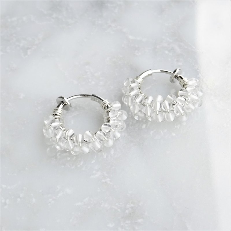 SV925SF Crystal Quartz pave earrings / pierced earrings - 耳环/耳夹 - 宝石 透明