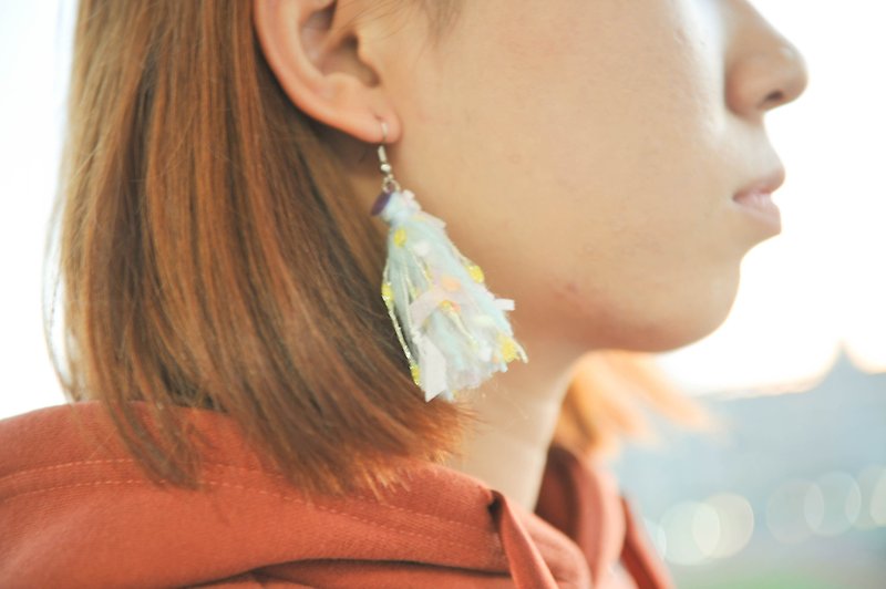 手工流苏耳环 | 山樱花(一对) - 耳环/耳夹 - 其他材质 粉红色