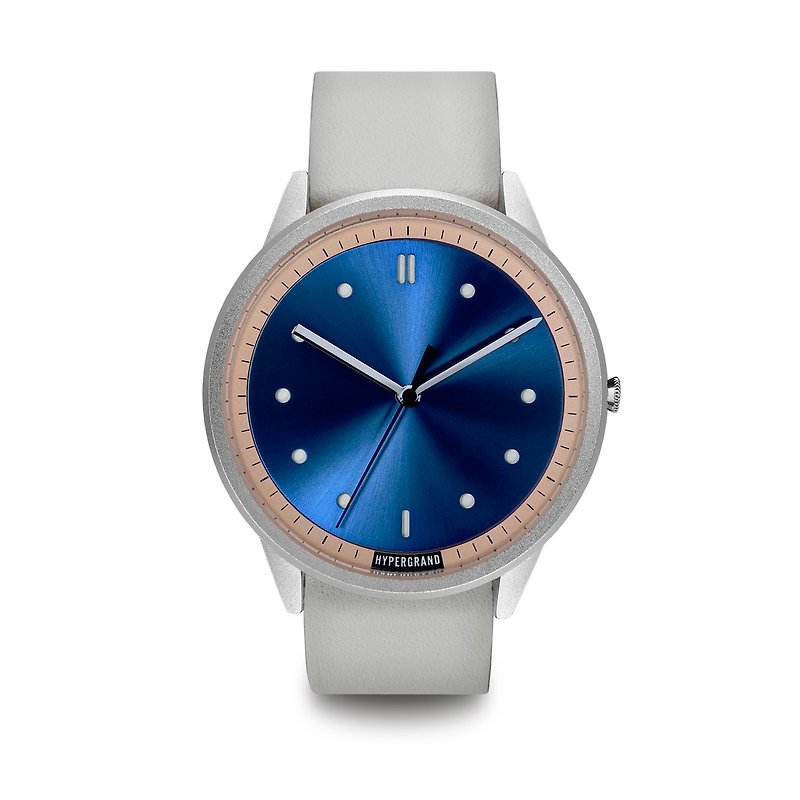 HYPERGRAND - 02基本款系列 - 银蓝表盘白皮革 手表 - 男表/中性表 - 其他材质 蓝色
