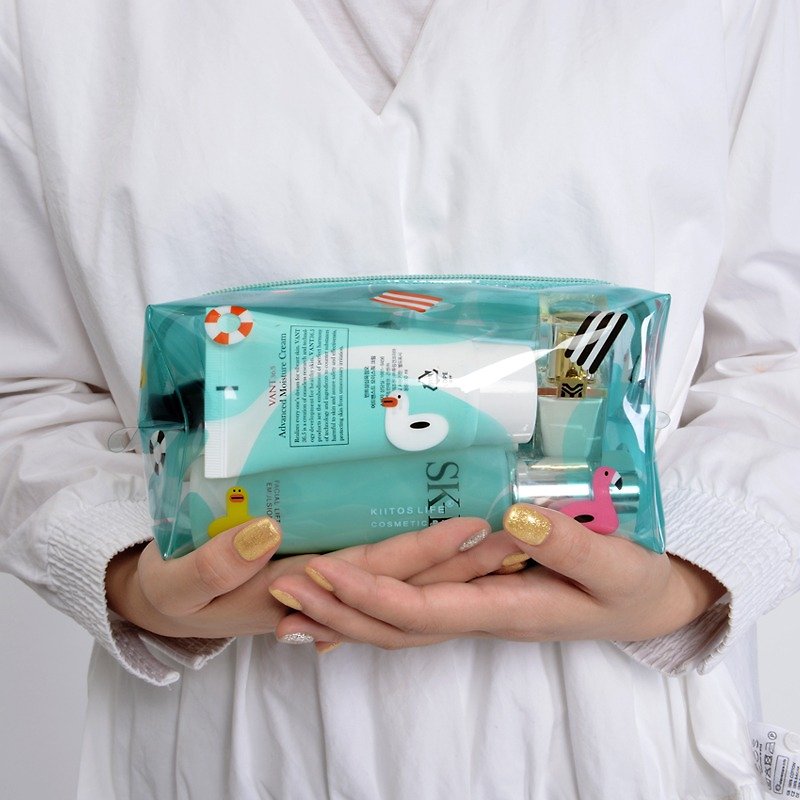 KIITOS 海物语系列透明PVC化妆包/杂物包--游泳圈款(夏日游泳 装备 收纳) - 手拿包 - 塑料 白色