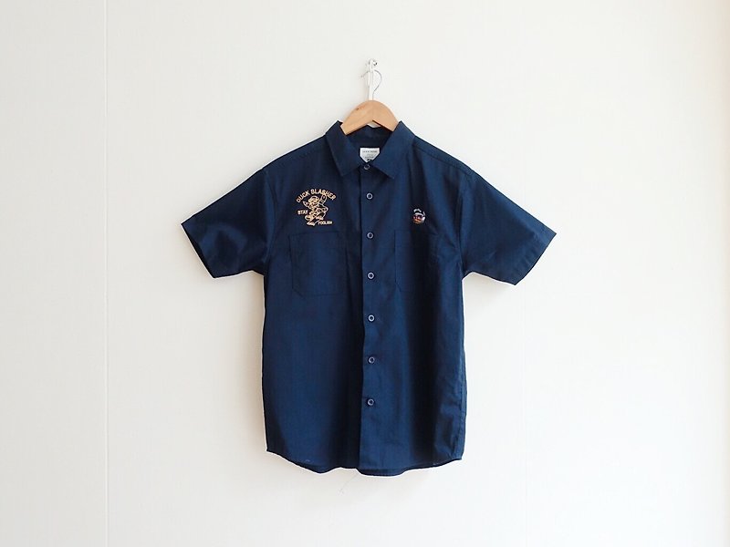 Vintage 上着 / 短袖衬衫 no.33 tk - 女装衬衫 - 棉．麻 蓝色
