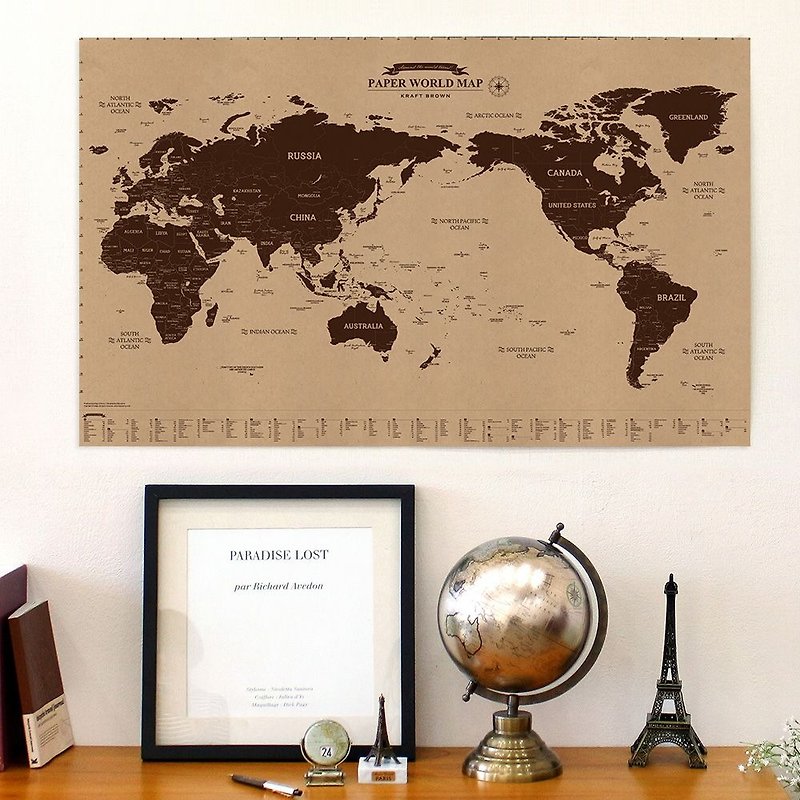 世界地图海报(单张)-05原色版,IDG70374 - 地图 - 纸 咖啡色