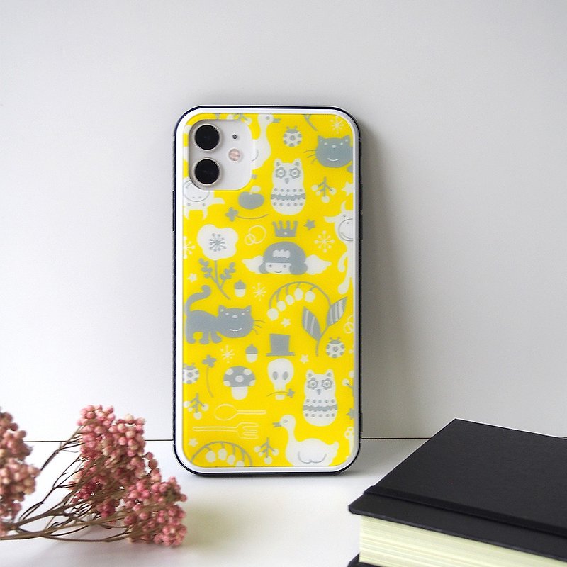 【強化ガラスiPhoneケース】ラッキーづくし - 手机壳/手机套 - 塑料 黄色