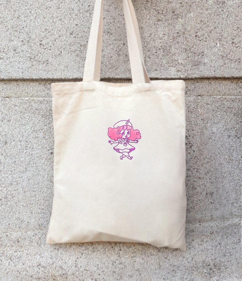 散步达乐丝 | 手工绢印环保帆布包、A4提袋 - 手提包/手提袋 - 棉．麻 粉红色