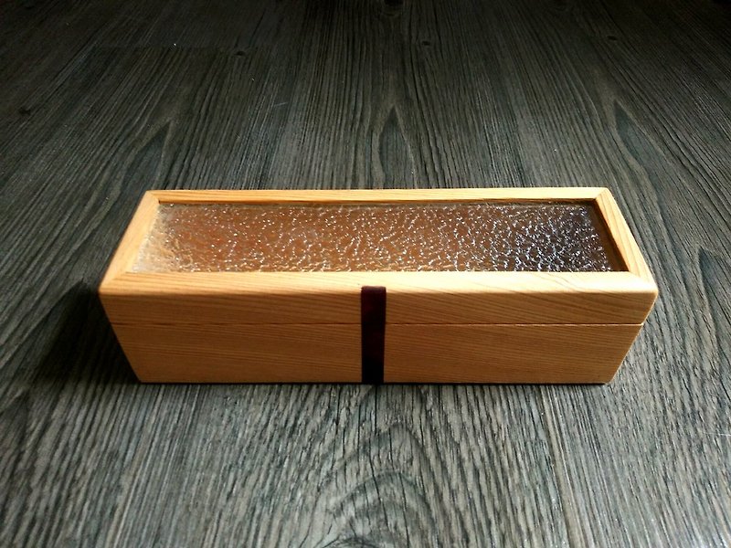 精致手作 桧木小玻璃盒 收藏笔盒 - 铅笔盒/笔袋 - 木头 咖啡色