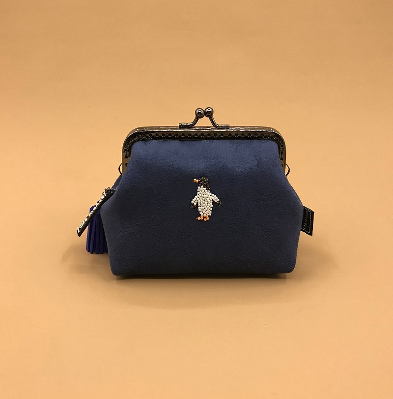 小企鹅 口金包 零钱包 缝珠零钱包 - 零钱包 - 聚酯纤维 蓝色