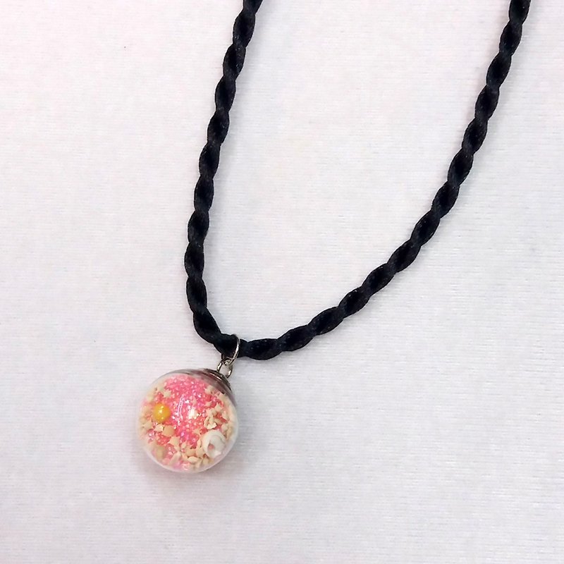 梦幻宝贝星砂球项链(粉红色/小花) - 项链 - 玻璃 粉红色