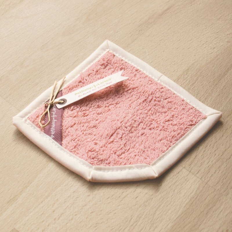 【好感生活小物】雾玫瑰-纯棉吸水快擦杯垫 - 杯垫 - 棉．麻 粉红色