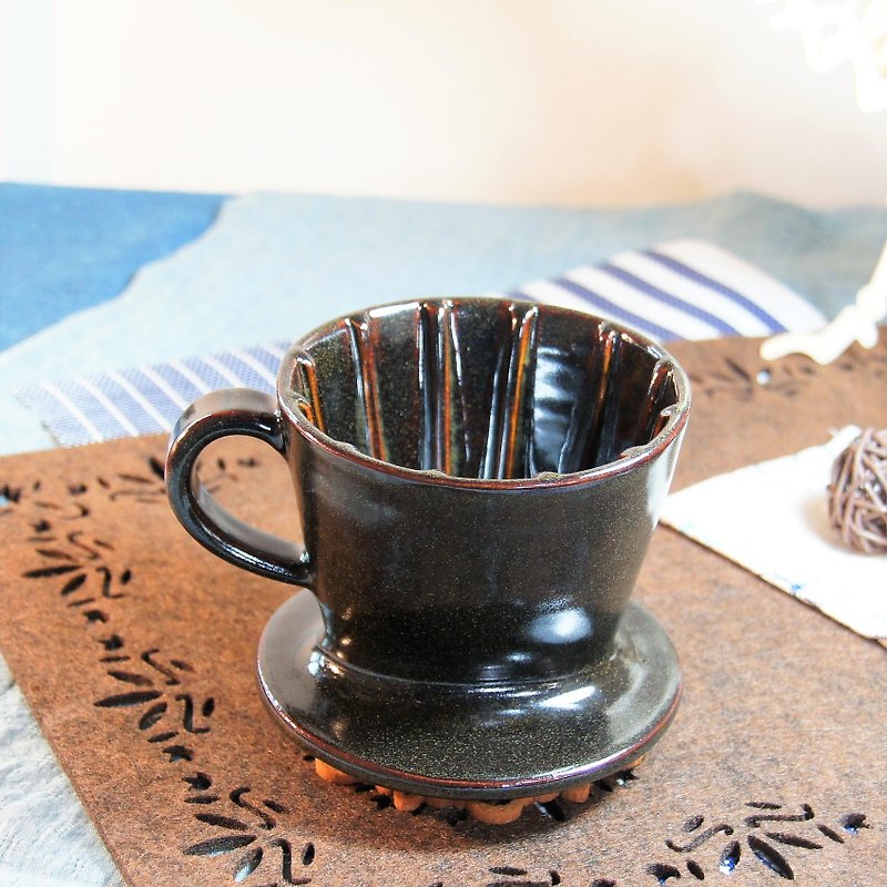 梯形三孔咖啡滤杯 - 咖啡杯/马克杯 - 陶 黑色