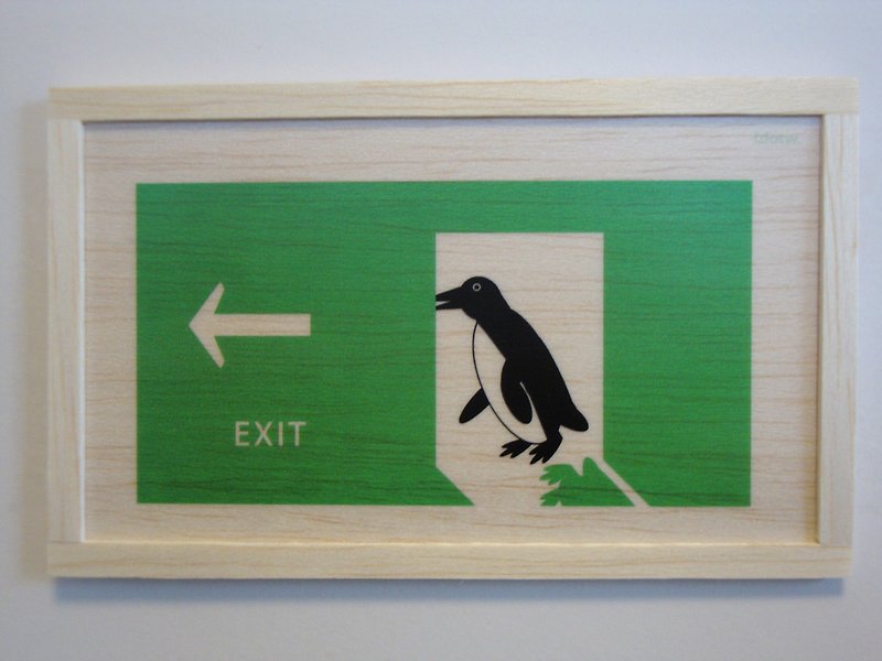 penguin exit sign - 墙贴/壁贴 - 木头 绿色