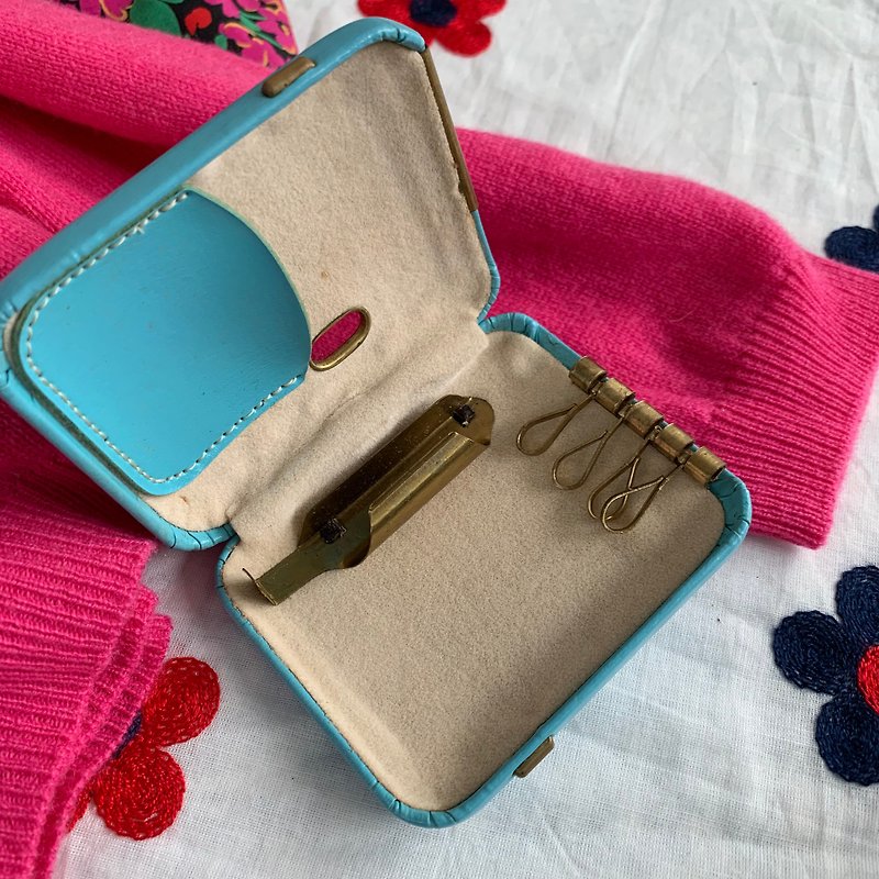 Vintage 60年代钥匙包和唇膏盒 - 其他 - 真皮 蓝色