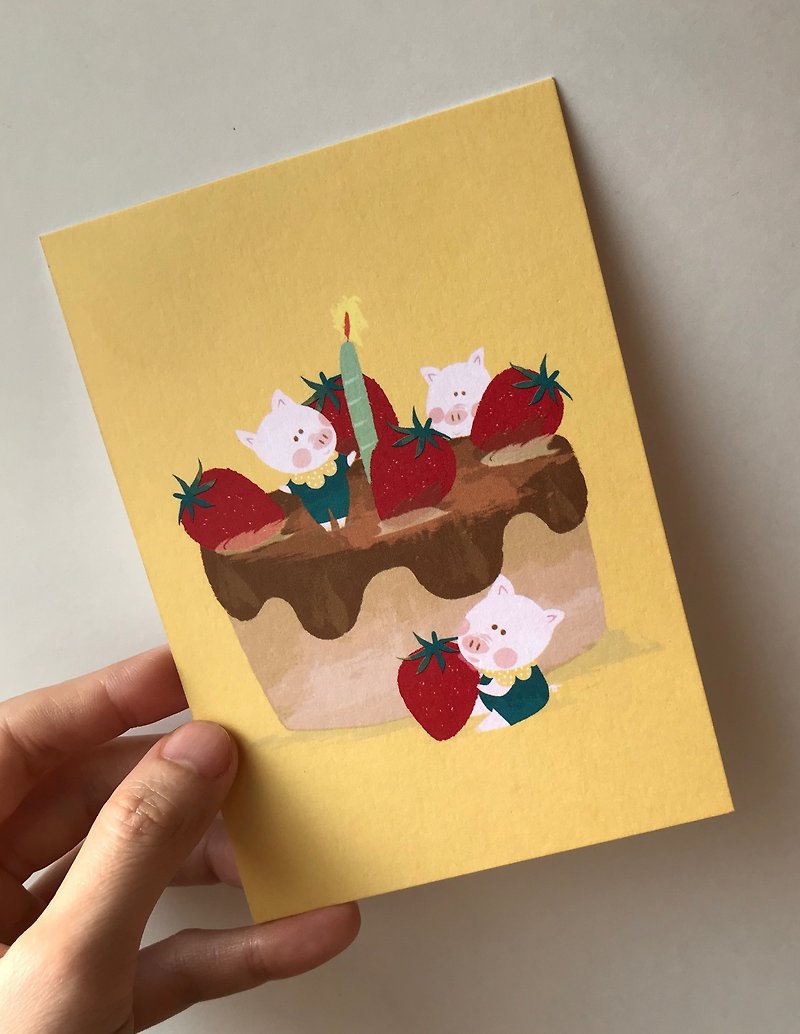 一个小蛋糕的祝福 | 明信片 | 生日卡|  Birthday card - 卡片/明信片 - 纸 多色