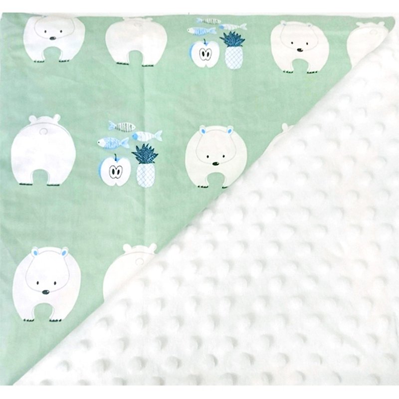 Minky多功能 点点颗粒 携带毯婴儿毯冷气毯被 米白-北极熊 - 婴儿床上用品 - 棉．麻 白色