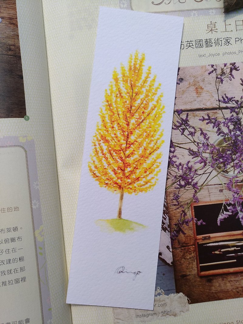 秋天的橘树 水彩插画书签 卡片 印刷品 - 书签 - 纸 橘色