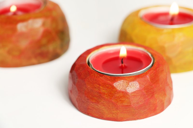 可爱木制苹果烛台(附一个蜡烛)--木刻--纯手工--手作【可挑色】 - 蜡烛/烛台 - 木头 红色