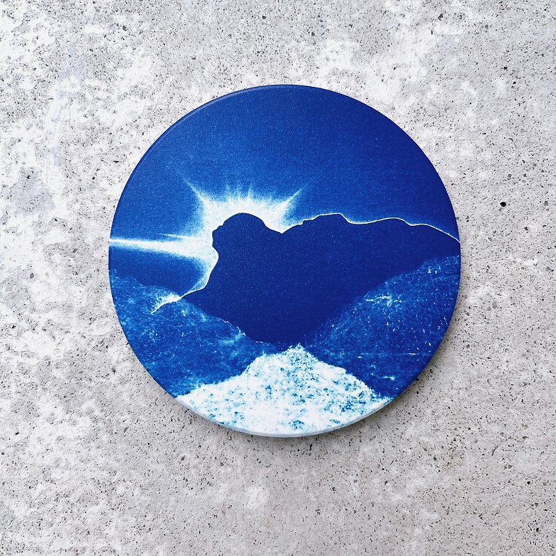 蓝晒月中塞拉利昂 | 陶瓷 圆杯垫 | 香港自家设计 - 杯垫 - 陶 蓝色
