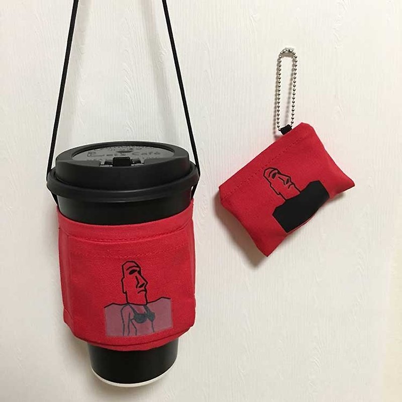 YCCT 环保饮料提袋 - 魅力红小魔女 (专利收纳 / 可随身携带 / 感温变化) - 随行杯提袋/水壶袋 - 棉．麻 红色