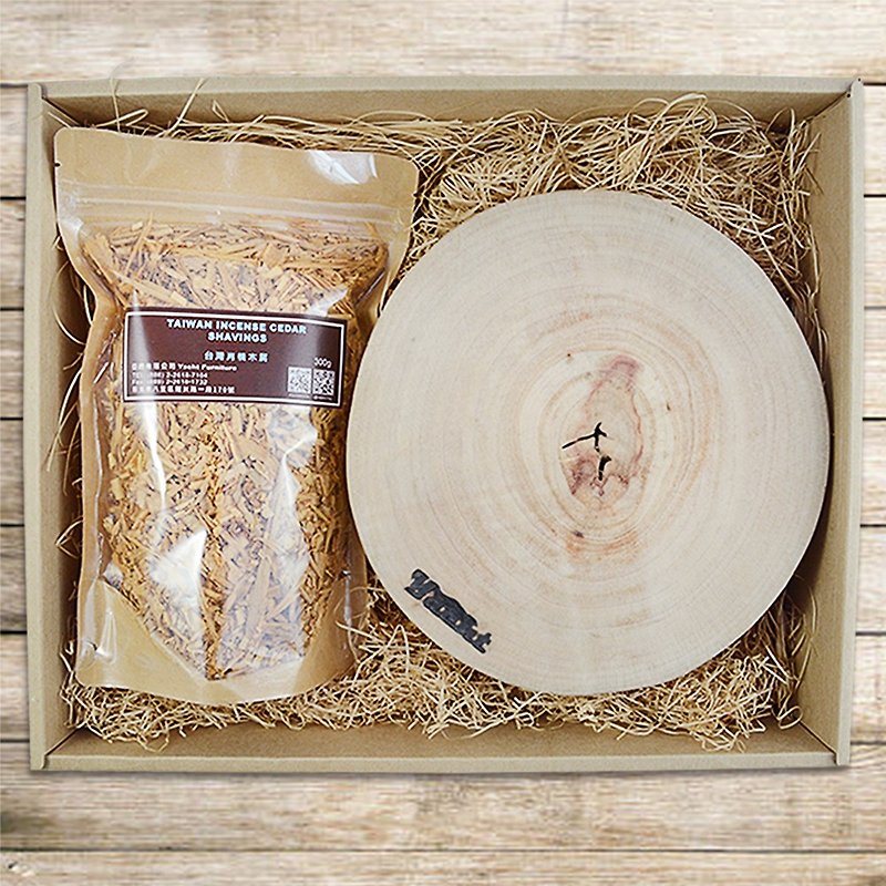樟木锅垫+木屑刨花礼盒(锅垫x3,木屑x1)-台湾肖楠木屑 - 托盘/砧板 - 木头 咖啡色