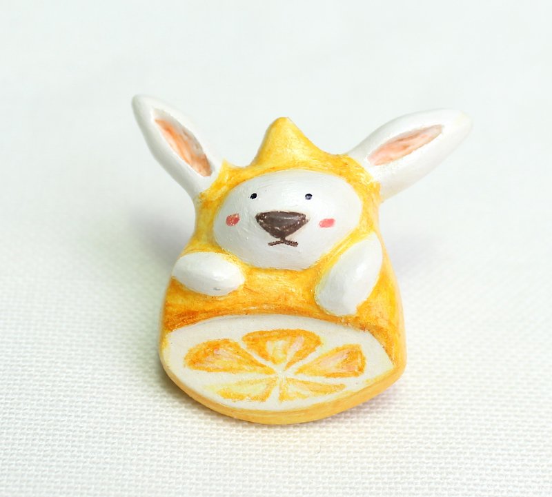 柠檬兔 胸针 / 水果 / 夏日 - 胸针 - 粘土 黄色