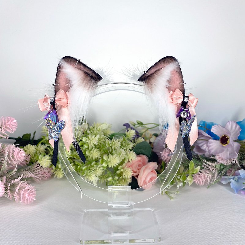 Mini pink cat ears headband - 发带/发箍 - 环保材料 粉红色