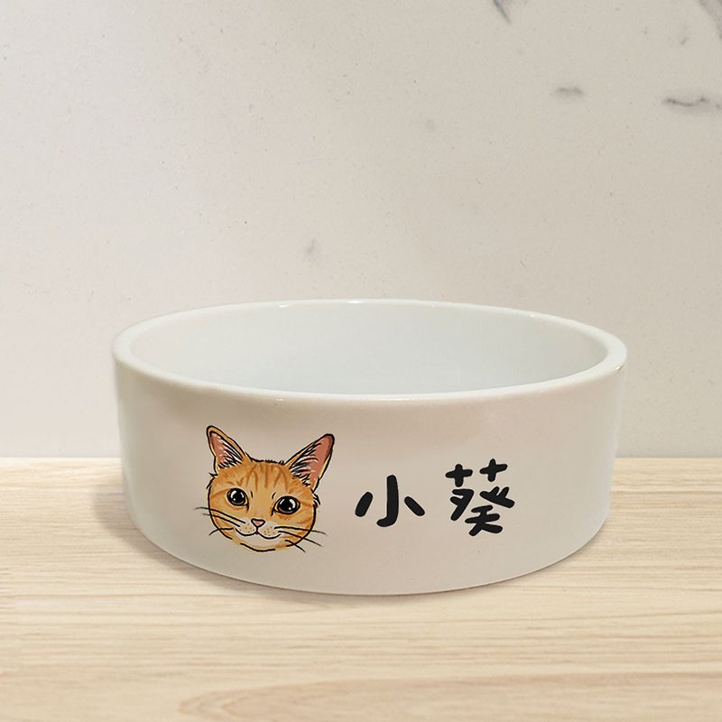 宠物图样平口陶瓷碗 多图样可选 定制化 饲料碗 水碗 大碗/小碗 - 碗/碗架 - 瓷 多色