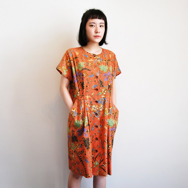 古着日式印花洋装 - 洋装/连衣裙 - 其他材质 