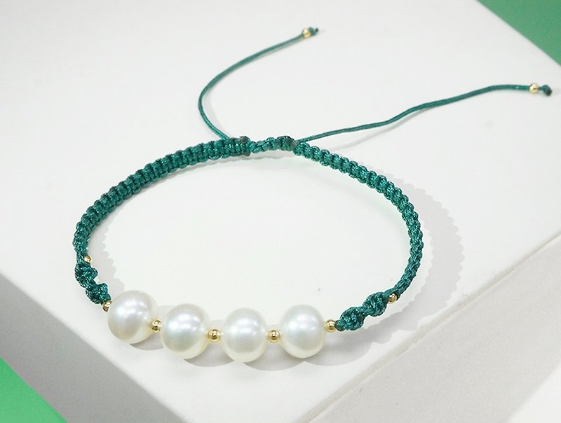 Edith & Jaz • 手织系列 - 淡水珍珠编织手环 - 手链/手环 - 宝石 白色