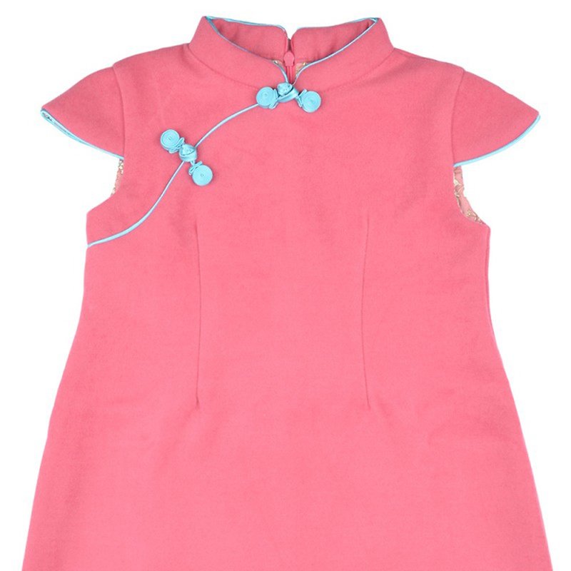 儿童旗袍 古风 冬季款 短袖素面款(粉色) - 旗袍 - 棉．麻 