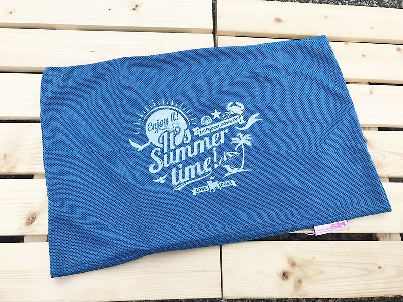 蓝色夏日海滩凉感凉垫套（凉垫专用 - 床垫/笼子 - 棉．麻 多色