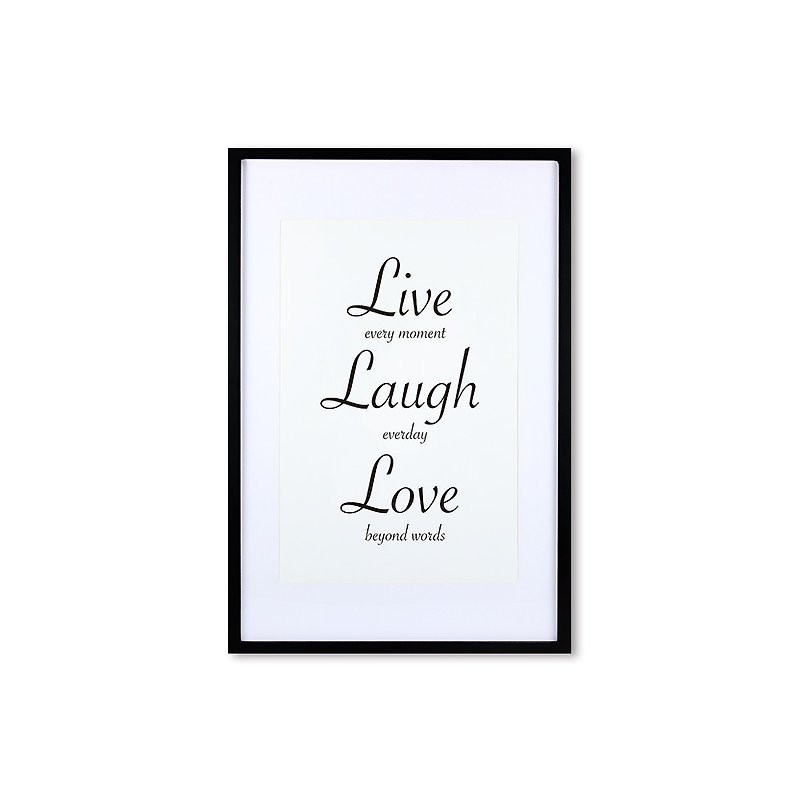 装饰画相框 Cursive Quote Live Laugh Love 黑色框 63x43cm - 画框/相框 - 木头 黑色
