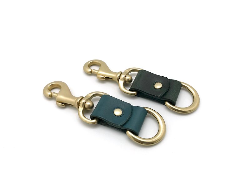 黄铜挂钩 定制皮革钥匙圈 (13色/细钩款) - 钥匙链/钥匙包 - 真皮 蓝色