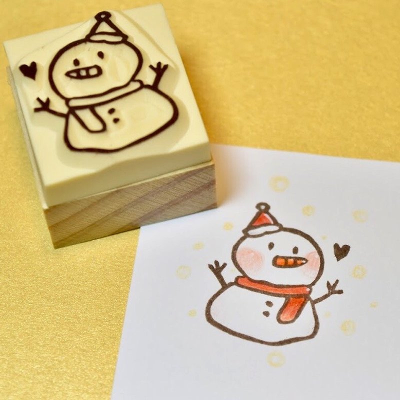 【圣诞节限定】圣诞小雪人 手工橡皮印章 - 印章/印台 - 橡胶 金色