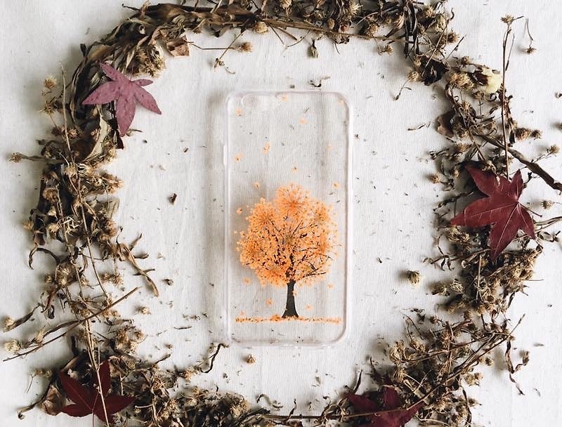 春夏 “秋“ 冬 • Handpressed Flower Phone Case - 手机壳/手机套 - 植物．花 橘色