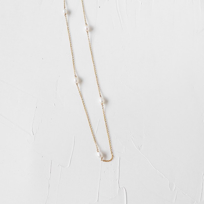 基础点珍珠项链(14K合金/纯银) - 项链 - 珍珠 金色